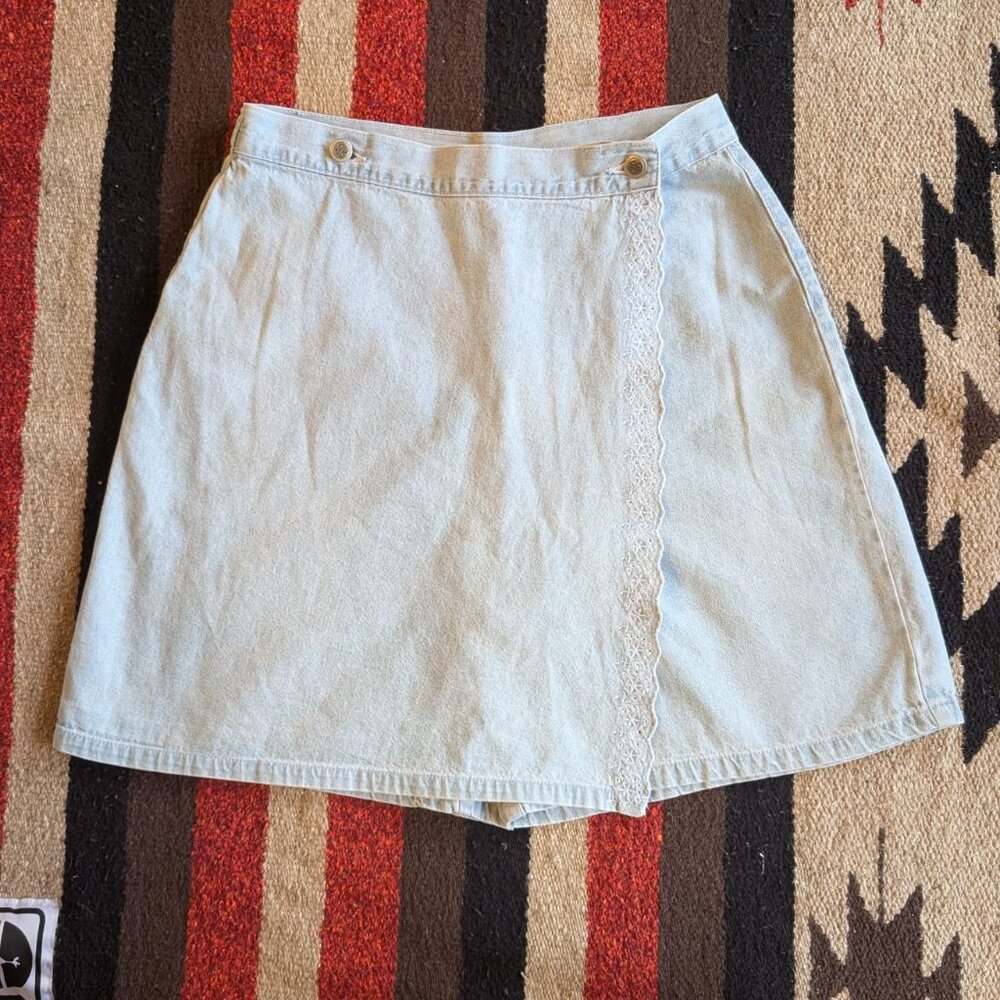 Bill Blass Vintage Lightwash Denim Skort Size 12